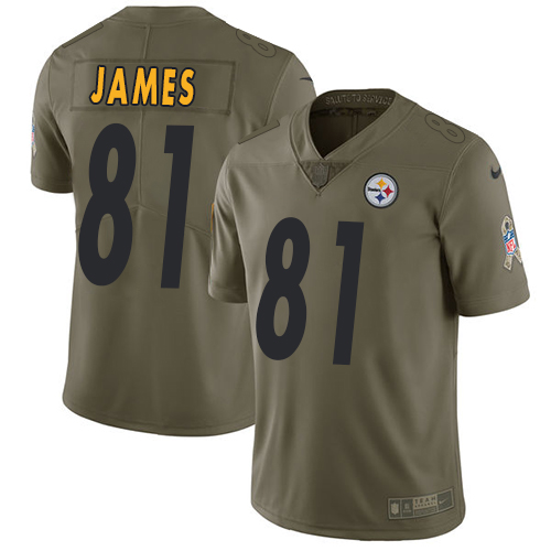 Nike Steelers #81 Jesse James Olive Men's Stitched NFL Limited Salute To Service Jersey